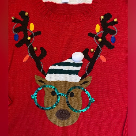 99 Jane Street - Christmas Reindeer Sweater - size XL - bells - sequins - Picture 3 of 8